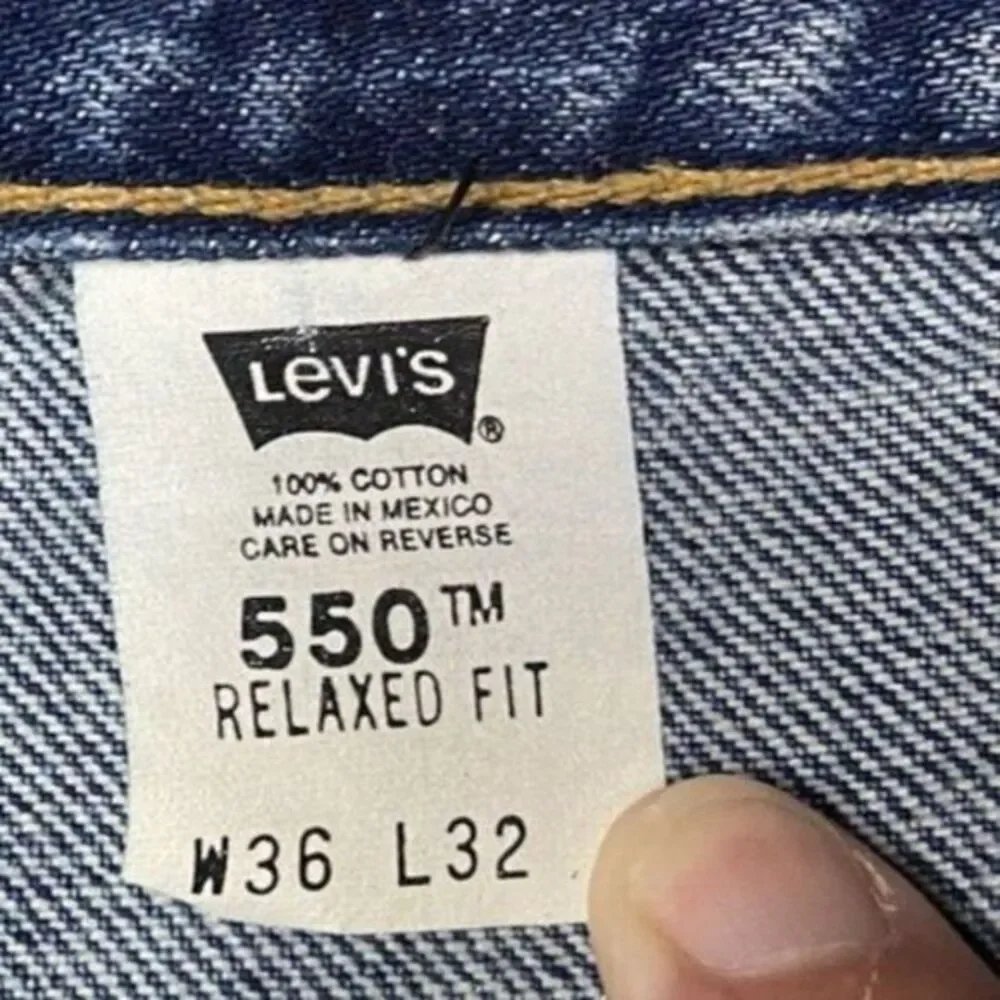 Vintage Levis Jeans Men 36x32 550 Blue Dark Y2K Black Bat Wing 100% Cotton Denim